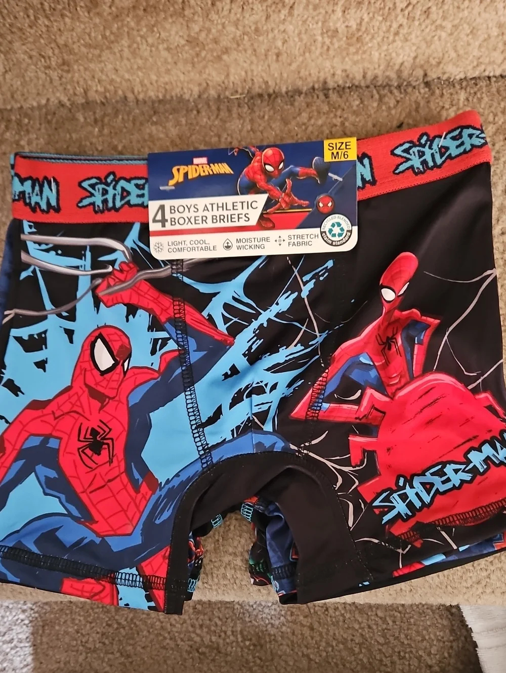 Spiderman Pack Of 4 Boys Boxer Briefs Sz M 6